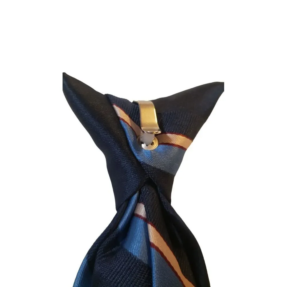 Vintage SEARS MENS STORE - 70s-80s Blue Red‎ White Striped Clip-on Neck Tie